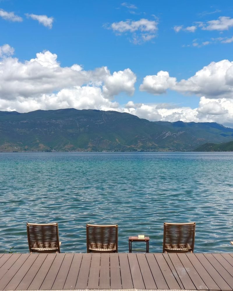 Private lakeside deck on Lugu Lake